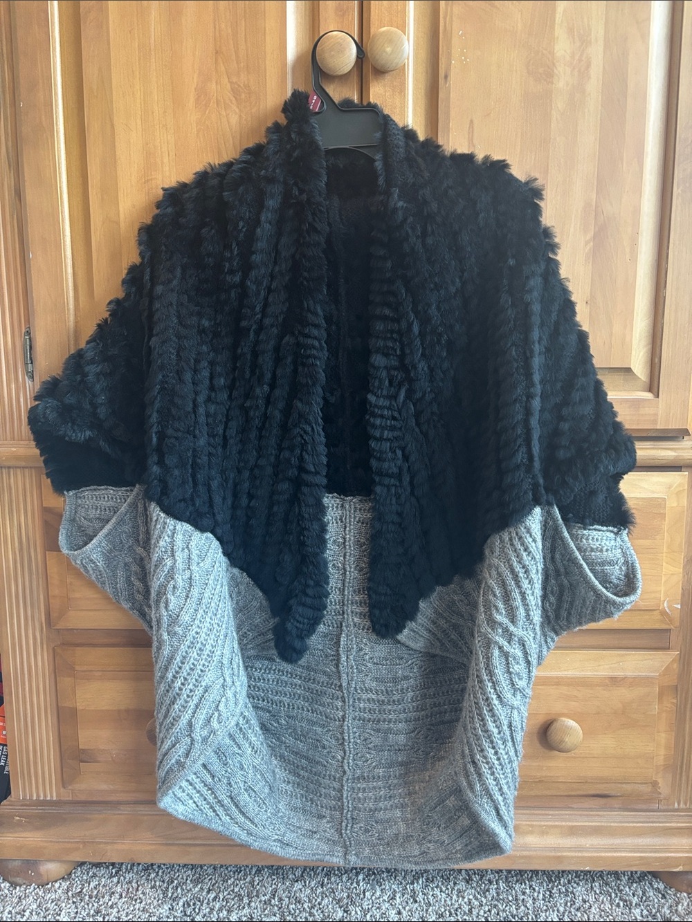 Love Token Black and Gray Cozy Poncho Shrug